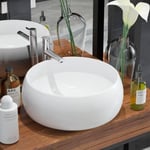 Lavabo salle de bain - Vasque à poser Evier ronde Céramique Blanc 40 x 15 cm - OVONNI - A poser - Rond