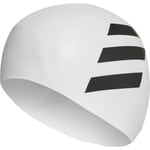 adidas Unisex Silicone 3 Stripe Swimming Cap Swim Caps - White