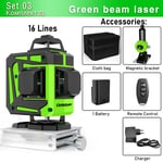 niveau Laser à faisceau vert 16/12 lignes autonivelant,projection horizontale et verticale à 360 °,Super puissant - Type IE16C