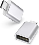 Argent Adaptateur USB C vers USB Pack de 2 Adaptateurs USB C mâle vers USB3 Femelle Compatible avec MacBook Pro/Air 2021 iMac iPad Mini 6/Pro, Adaptateur Thunderbolt 3/4