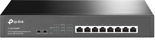 TP-Link Switch PoE (TL-SG1008MP V2) 8 ports Gigabit, 8 ports PoE+, 153W pour tous les ports PoE, Boitier Métal, Installation faciles, idéal pour créer un réseau de surveillance polyvalent et fiable