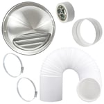 Wall Vent Outlet Kit + 3m x 5" 125mm Extension Hose for Vented Tumble Dryer