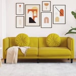 3-personers sofa med hynder velour gul