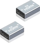 Coupleur HDMI 8K [2 Pcs], Rallonge HDMI 2.1 Femelle vers Femelle Supporte 8K @60Hz 4K 2K 1080P UHD HDR R¿¿solution 7680 * 4320 Compatible avec PC 360 TV Stick Chromecast TV Moniteur