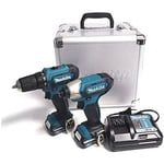 Makita CLX224X borrskruvdragare och slagnyckel verktygspaket med 2 12V 1,5Ah Li-Ion batterier och låda