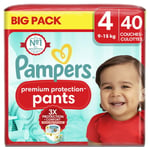 Couches Culottes Bébés Premium Protection Pants 9 - 15 Kg Taille 4 Pampers - Le Pack De 40 Couches Culottes