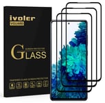 ivoler 3 Pack Screen Protector for A53 5G / A52 4G / A52 5G / A52S 5G / S20 FE 4G / 5G, [Full Coverage] Tempered Glass Film, [9H Hardness] [Anti-Scratch] [Bubble Free], Black