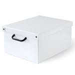 Lavatelli Boite de Rangement avec Couvercle, Boite en carton, Rangement Vetement, M euble de Rangement Chambre, Bureau, Panier de Rangement, Organisateur Tiroir, Boite Cadeau, Blanc 32x42x21 cm