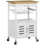 Rolling Kitchen Island Trolley Utility Cart on Wheels with Bamboo Top