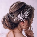 Bröllops-Hårviner med Kristaller, Blommor och Blad, Hårprydnader för Bruden (2) L
