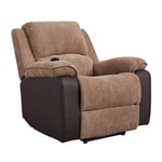 Panana Electric Recliner Jumbo Cord Fabric Reclining Armchair Lounge Home Recline Chair for Living Room Bedroom, Electric Recliner Single Sofa Armchair (Brown)