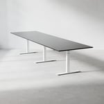 Konferensbord Modul - Höj- och sänkbart, Storlek 360 cm, Färg Svart, Ben Vit