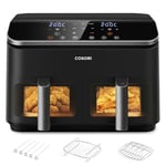 COSORI Dual Zone Air Fryer, 8.5L XL Capacity, 2 Non-Stick Drawers with Visual Window, 6-In-1 Cooking Presets with Sync Functions, Energy Saving, Two Accessories, Dishwasher Safe, 1750W, 230℃