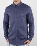 Lacoste Long Sleeve Shirt In Navy Blue - 100% Cotton, Regular Fit