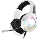 SPIRIT OF GAMER - PRO H8, White Wired RGB Gaming Headset med mikrofon, För PS5, PS4, Xbox, Switch &amp; PC, 2.0 Stereoljud