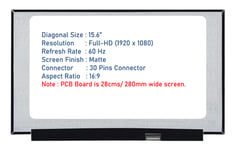 REPLACEMENT HP K12 PROBOOK 450 G7 15.6" LAPTOP LED IPS MATTE SCREEN 30 PINS