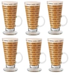 Lettuce Eat® 6 Pack Printed Latte Mugs 240 ml Fits Most Coffee Machines (Fits Tassimo & Dolce Gusto)