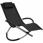 Helloshop26 - Transat chaise longue bain de soleil lit de jardin terrasse meuble d'extérieur pour enfants acier noir