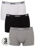BOSS Bodywear 3 Pack Power Boxer Briefs - Black/White/Grey, Black/White/Grey, Size S, Men