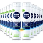 12x Nivea Men Sensitive Skin Shaving Gel 200ml Chamomile & Witch Hazel Extract