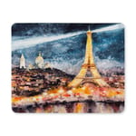 Surrealism Paris at Night with Eiffel Tower as Lighthouse Rectangle Non Slip Rubber Mouse Pad Gaming Mousepad Mat for Office Home Woman Man Employee Boss Work with Designs