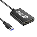 USB 3.0 to Dual HDMI Adapter for MAC and Windows,Compatible with Windows7/8/8.1/10,MacBook,ChromeBook, Support 3.5mm Jack Stereo Output,Up to 1080P@60Hz,Can Expand 2 Different Display Screens