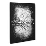Tree Branches In Central Park New York Paint Splash Modern Canvas Wall Art Print Ready to Hang, Framed Picture for Living Room Bedroom Home Office Décor, 20x14 Inch (50x35 cm)