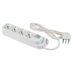 FANTON 474205 - Multiprise Omega câble 3 mètres avec 4 Prises bipas Schuko fiche à équipe Grande Italienne 16 A + Interrupteur Bipolaire Lumineux fabriqué en Italie
