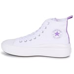 CONVERSE Chuck Taylor All Star Move Platform Sneaker, White/Pixel Purple/White, 38.5 EU