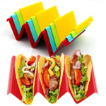 Taco Holder Stands Set of 4, Colorful Taco Rack Holders, Premium Large Taco Tray Plates Holds Up to 3 or 2 Tacos Each, Very Hard and Sturdy, Dishwasher & Microwave Safe