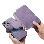 Avtagbart Magnetiskt Plånboksfodral för iPhone 15 Män Kvinnor, RFID-Blockerande Material Retro Folio Flip Läderfodral med 3 Kortfack 14 Pro Max Purple