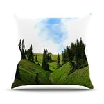 KESS InHouse RD1156AOP03 18 x 18-Inch "Robin Dickinson Going to the Mountains Green Blue" Outdoor Throw Cushion - Multi-Colour