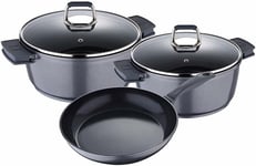 Bergner Titan 5pc INDUCTION Cookware Set Casserole Frying Pan NonStick BG-7850GY