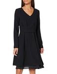 Armani Exchange Women's Microtextured Fluid Long Sleeve Formal Dress, Black, 2
