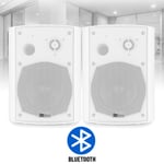 Wall Mount Bluetooth Speakers (Pair) Cafe Restaurant Outdoor Terrace Music WHITE