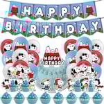 Snoopy Barnkalas Dekorationssats Jul Klassisk Cartoon Figur Flagga Tårta Storlek Kort Halloween Ballonger
