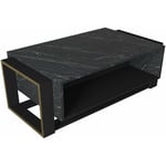 Table Basse en Noir et Or, Design Polyvalent avec Rangement, 106,4x40,4x60 cm, Pour Salon ou Salle d'Attente