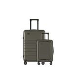 Sæt med 2 Eternitive E3 kufferter / TSA kombinationslås / størrelse S + L / olivengrøn / håndbagage med ekstra lomme og USB-C og USB-A port