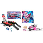 Paw Patrol: The Mighty Movie Aircraft Carrier HQ, with Chase Action Figure and Mighty Pups Cruiser & The Mighty Movie Aeroplane Toy with Skye Mighty Pups Action Figure, Lights and Sounds