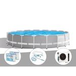 Kit piscine tubulaire Intex Prism Frame ronde 5,49 x 1,22 m + 6 cartouches de filtration + Kit d'entretien + Pompe à chaleur