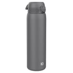ION8 Gourde Inox Léger 1 Litre, Non Isolé, Anti-Fuite, Facile à Ouvrir, Verrouillage Sécurisé, Lavable au Lave-Vaisselle, Poignée de Transport, Acier Inoxydable, 1200ml, Gris