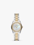 Emporio Armani AR11559 Women's Mother of Pearl Crystal Bracelet Strap Watch, Silver/Gold