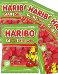 12 stk Haribo Giant Strawbs - Poser med Jordbær Vingummi - Hel Eske 1680 gram