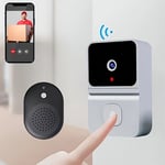 Blanc Sonnette Intelligente WiFi 1pc avec Vision Nocturne, audio bidirectionnel, rechargeable, détection de mouvement, compatible 2.4Ghz, sécurité maison, étanche, installation facile