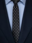 Smal svart prickig slips - Polyester