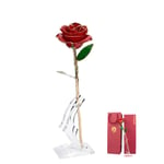 Hangrow Gold Rose Flower 24K Forever Flower, Romantic Gifts for Girlfriend, Valentines Day, Wife, Mothers Birthday Gifts, Electroplating Real Flowers with Holder, Bouquet Gift Box