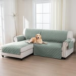 BellaHills Housse Canape d'angle,2 Places Protege Canape 100% Impermeable,Housse Meridienne Côté Gauche,avec Poches Latérales,Forme de L 205cm,Vert Clair