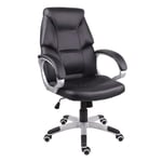 Office Chair with Arms,Executive Extra Padded Computer Chair with 90°-110° Rocking Function High Back Ergonomic Leather Gaming Chair Adjustable Height Swivel Desk Chair (Black)