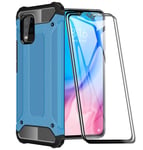 FANFO® Case for Xiaomi Mi 10 Lite 5G [Heavy Duty] Armor, Tough Hard Protective Shockproof Dual Layer Armor Anti-impact Bumper Cover, Blue + 2 PACK Screen Protector