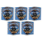 5x Hammerite Direct To Rust Smooth Black Quick Drying Metal Paint 250ml
